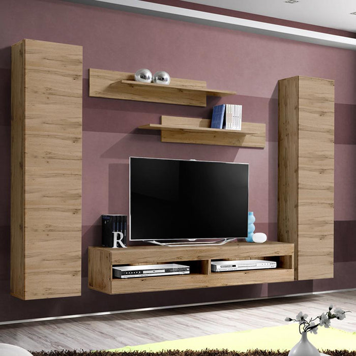 Fly A 34TV Wall Mounted Floating Modern Entertainment Center - Oak AB1