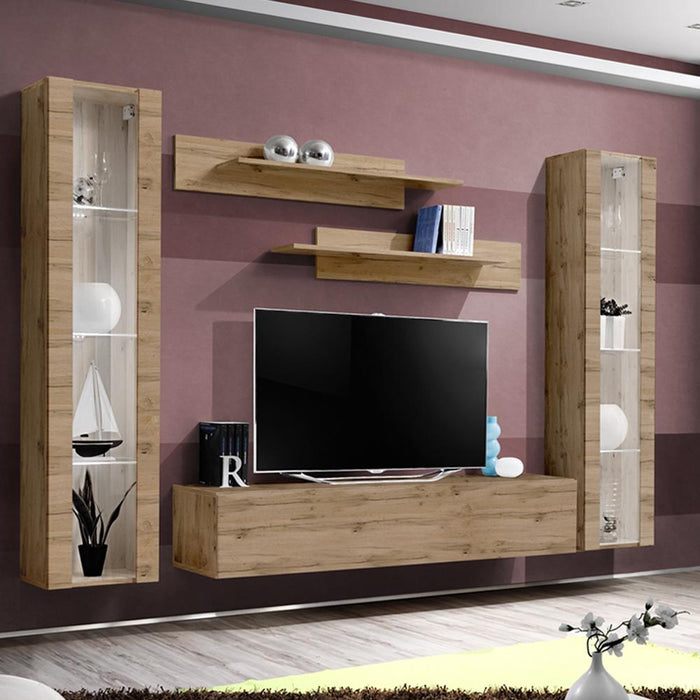 Fly A 30TV Wall Mounted Floating Modern Entertainment Center - Oak AB2