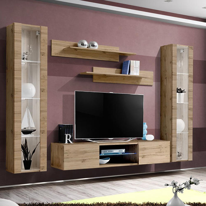 Fly A 33TV Wall Mounted Floating Modern Entertainment Center - Oak AB2