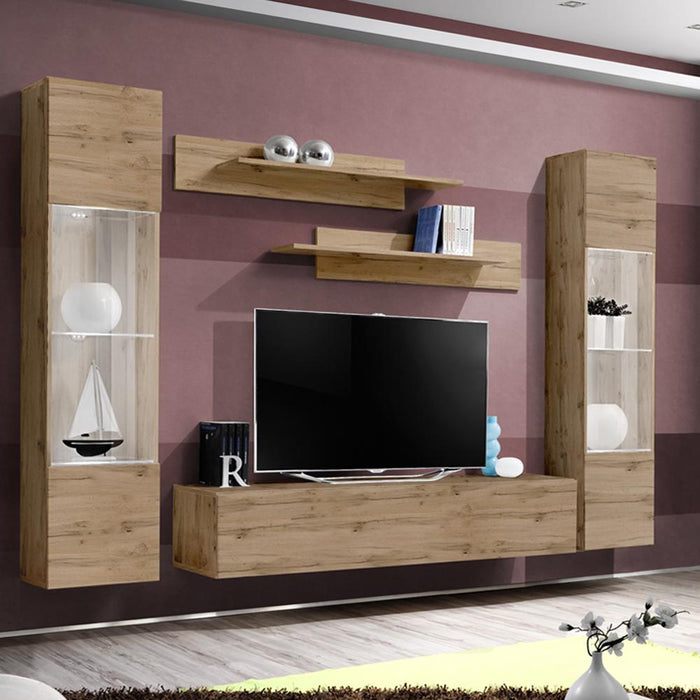 Fly A 30TV Wall Mounted Floating Modern Entertainment Center - Oak AB3