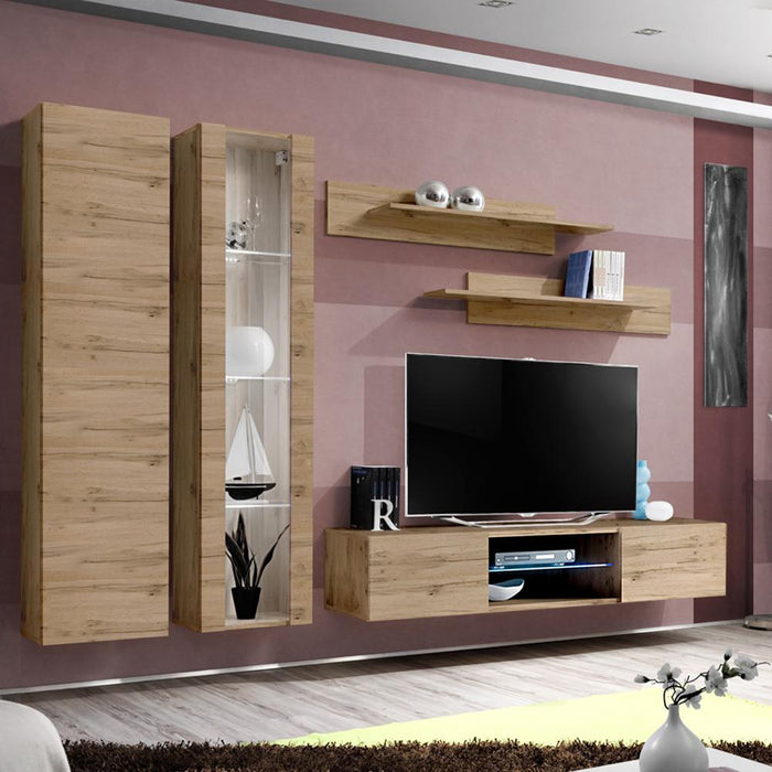 Fly A 33TV Wall Mounted Floating Modern Entertainment Center - Oak A4