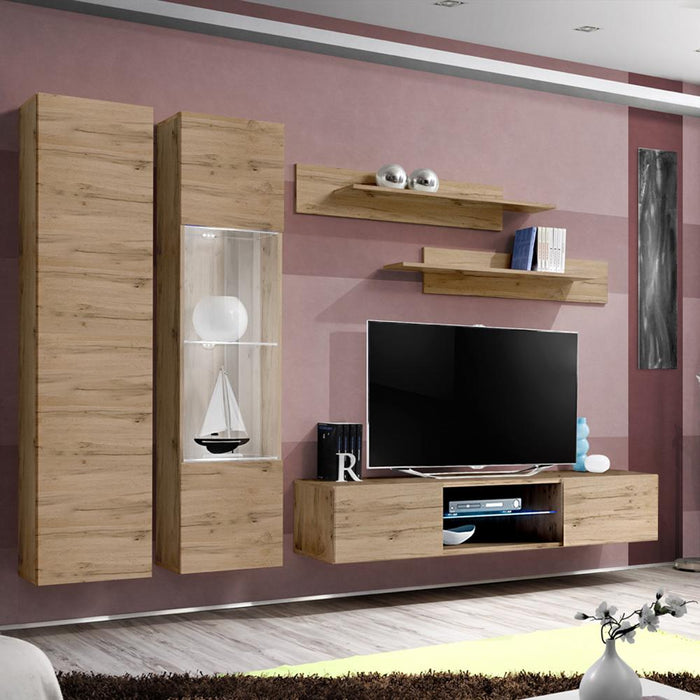 Fly A 33TV Wall Mounted Floating Modern Entertainment Center - Oak A5