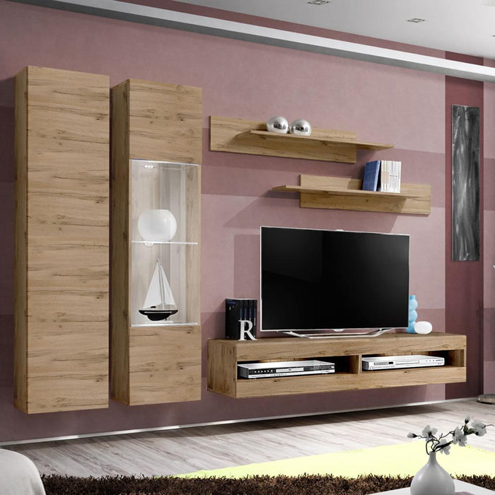 Fly A 34TV Wall Mounted Floating Modern Entertainment Center - Oak A5
