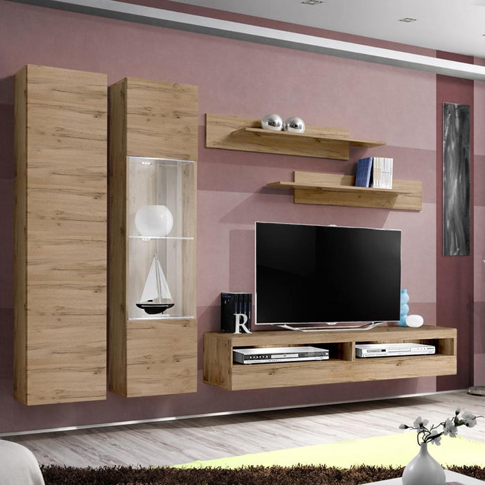 Fly A 35TV Wall Mounted Floating Modern Entertainment Center - Oak A5