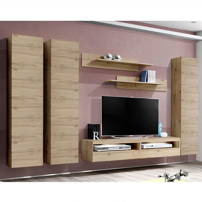 Fly C 35TV Wall Mounted Floating Modern Entertainment Center - Oak CD1