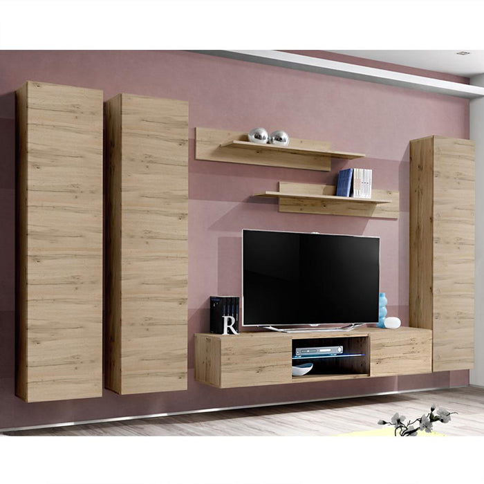 Fly C 33TV Wall Mounted Floating Modern Entertainment Center - Oak CD1