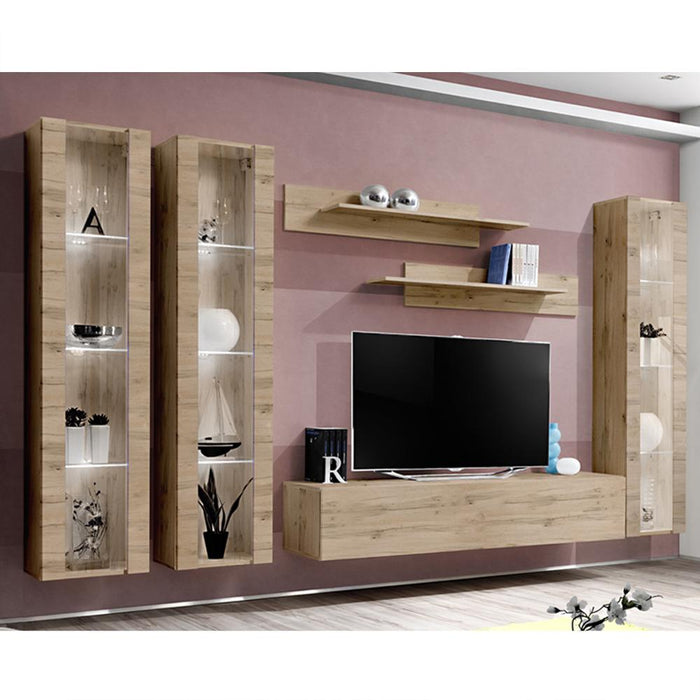 Fly C 30TV Wall Mounted Floating Modern Entertainment Center - Oak CD2