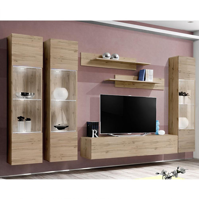 Fly C 30TV Wall Mounted Floating Modern Entertainment Center - Oak CD3