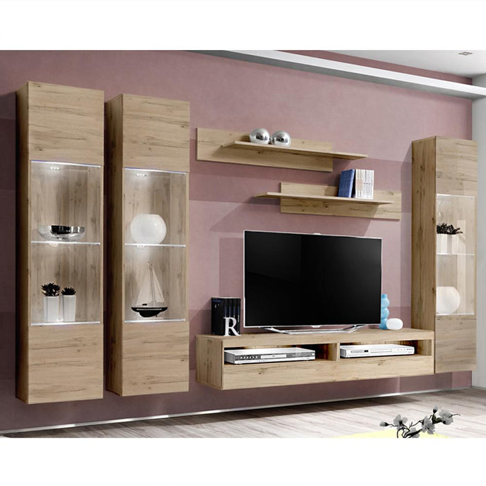 Fly C 35TV Wall Mounted Floating Modern Entertainment Center - Oak CD3