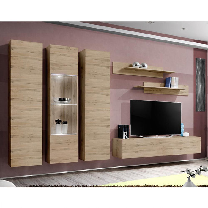 Fly C 30TV Wall Mounted Floating Modern Entertainment Center - Oak C5