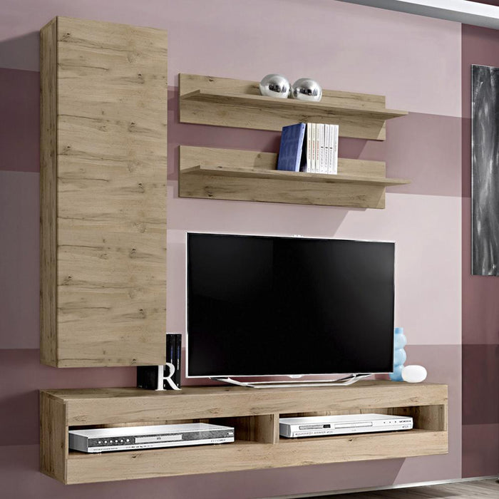 Fly H 34TV Wall Mounted Floating Modern Entertainment Center - Oak H1