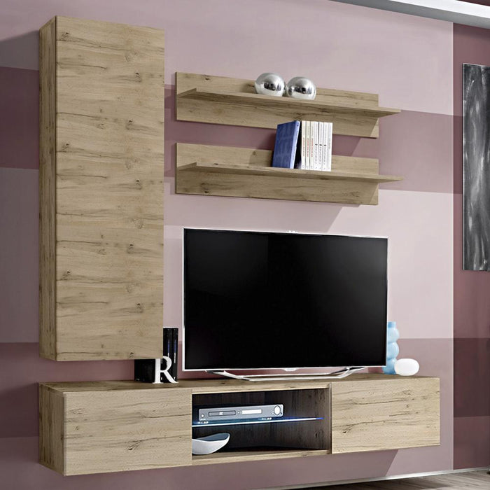 Fly H 33TV Wall Mounted Floating Modern Entertainment Center - Oak H1