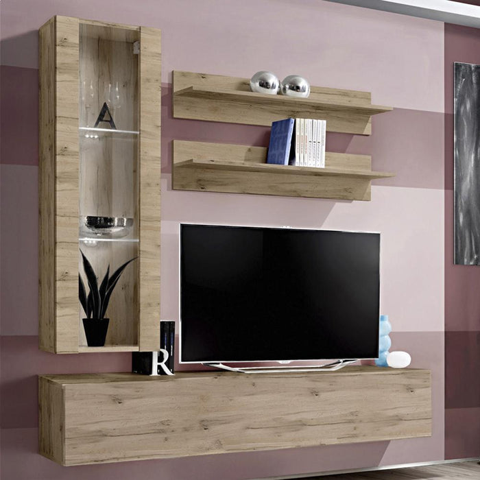 Fly H 30TV Wall Mounted Floating Modern Entertainment Center - Oak H2