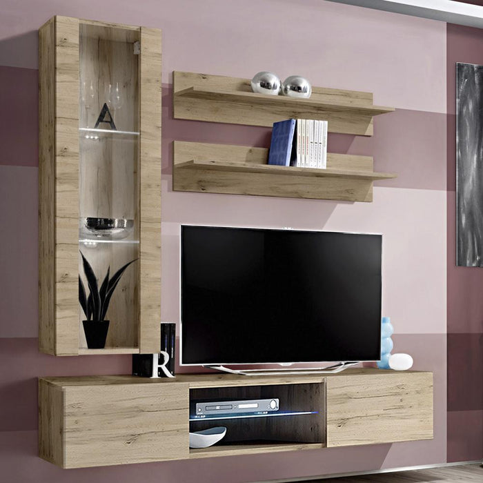 Fly H 33TV Wall Mounted Floating Modern Entertainment Center - Oak H2