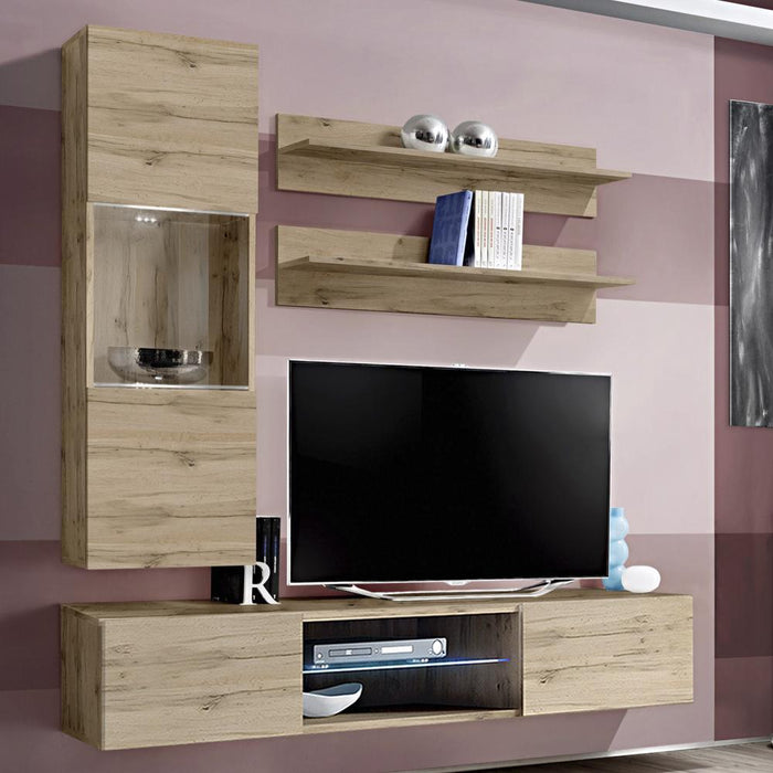 Fly H 33TV Wall Mounted Floating Modern Entertainment Center - Oak H3