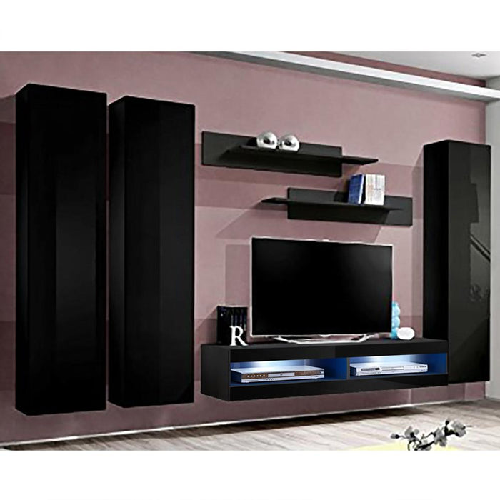Fly C 34TV Wall Mounted Floating Modern Entertainment Center - Black CD1