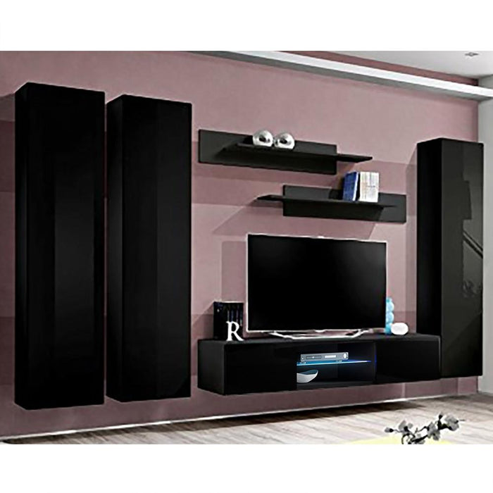 Fly C 33TV Wall Mounted Floating Modern Entertainment Center - Black CD1