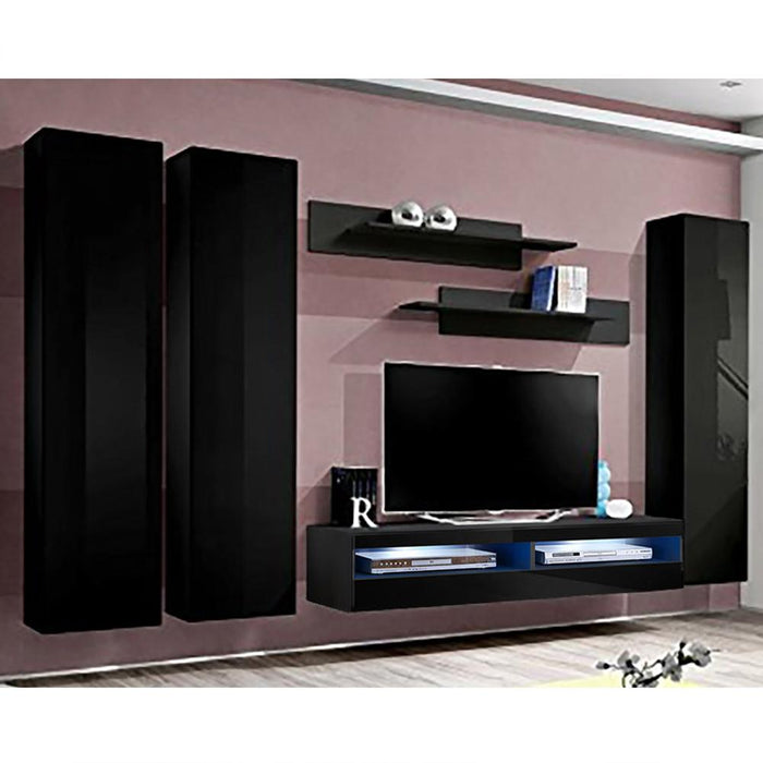 Fly C 35TV Wall Mounted Floating Modern Entertainment Center - Black CD1