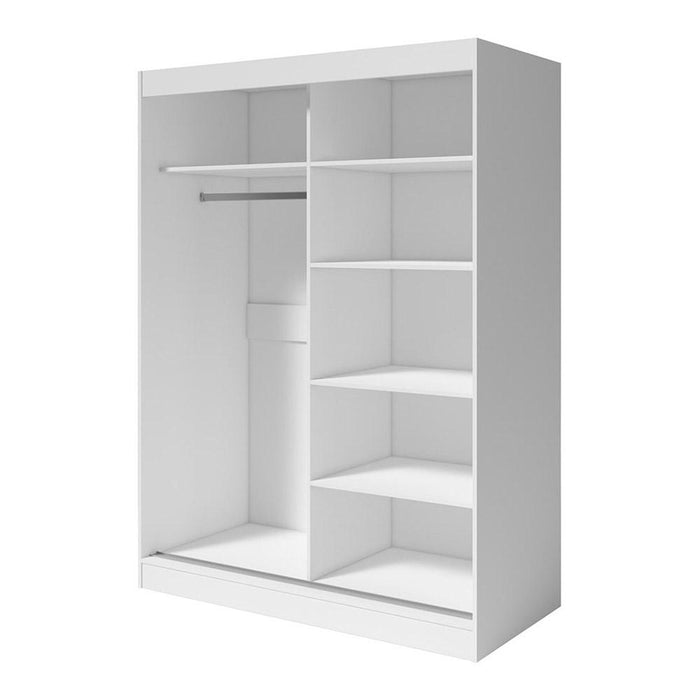 Aria 2 Door Modern 47"/59" Wardrobe with All Mirror Fronts - White 59"
