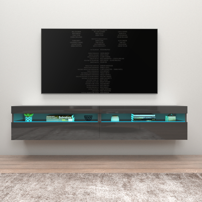 Ada Wall Mounted Floating Modern 39"-78" TV Stand - Gray 78"