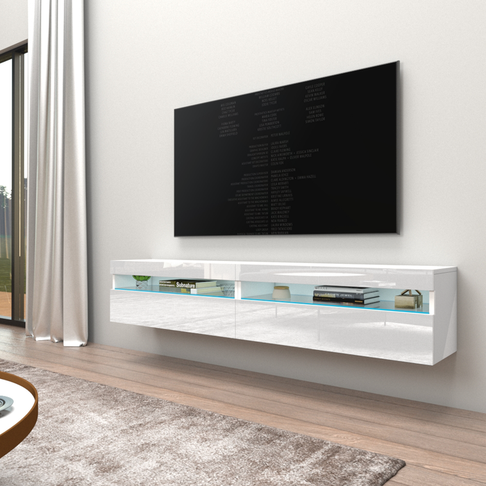Ada Wall Mounted Floating Modern 39"-78" TV Stand - White 78"