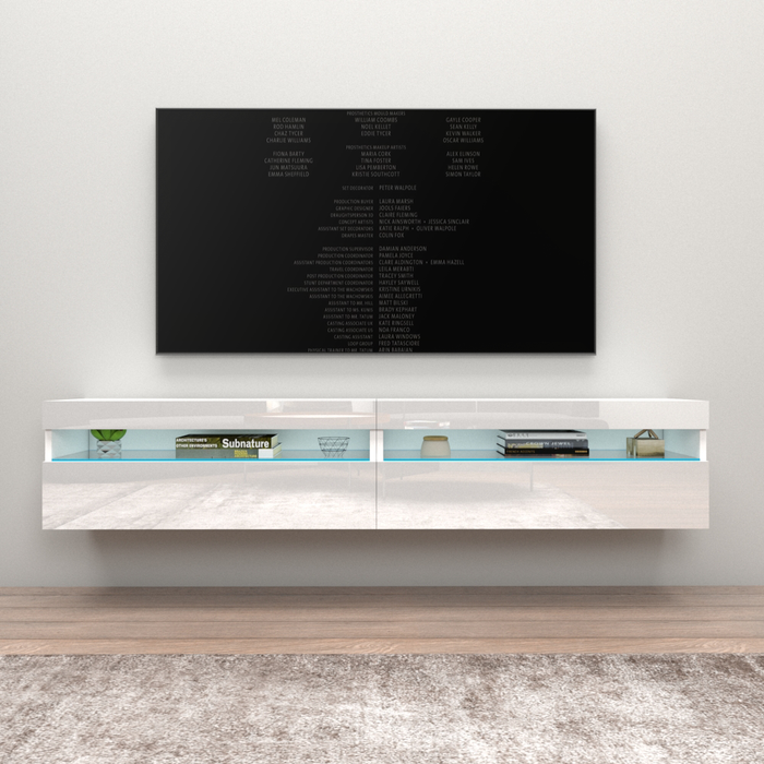 Ada Wall Mounted Floating Modern 39"-78" TV Stand - White 78"