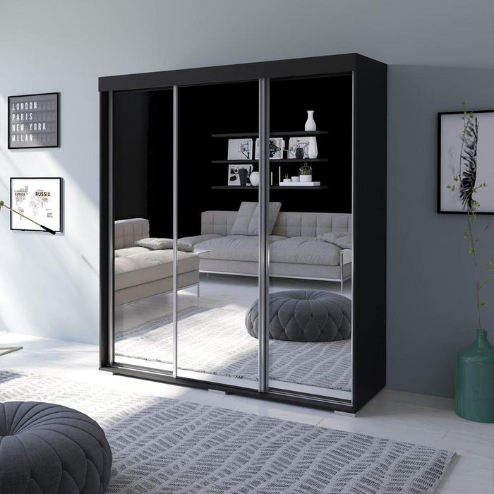 Aria 3 Door Modern 71" Wardrobe with All Mirror Fronts image