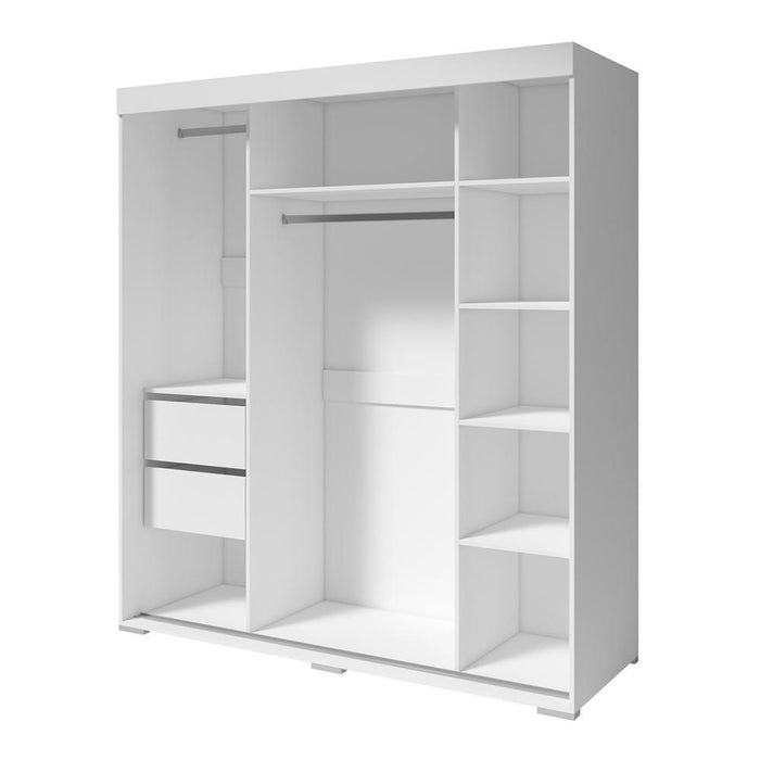 Aria 3 Door Modern 71" Wardrobe with All Mirror Fronts - White