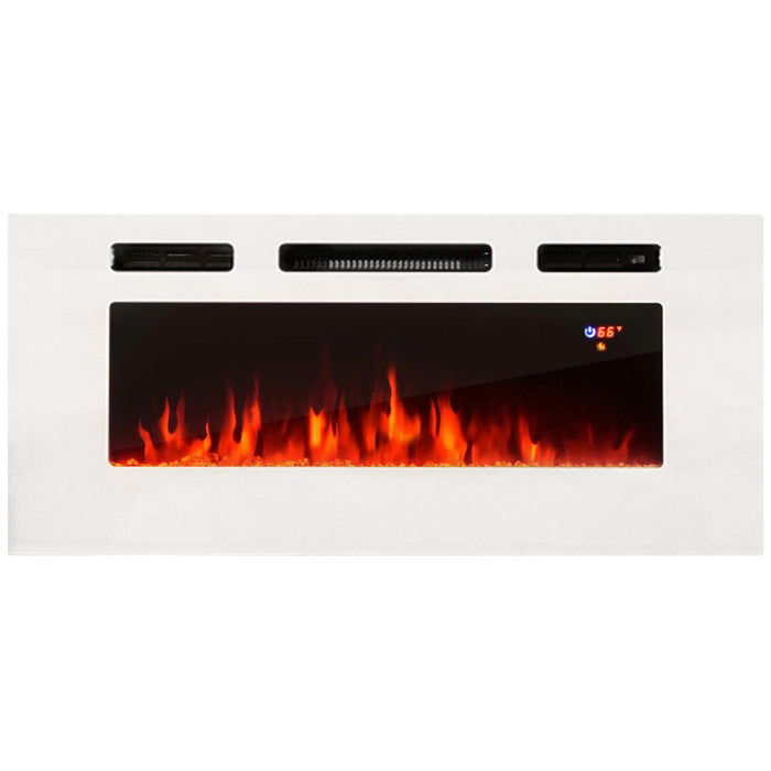 40" Electric Fireplace Recessed Wall Mounted Heater - White