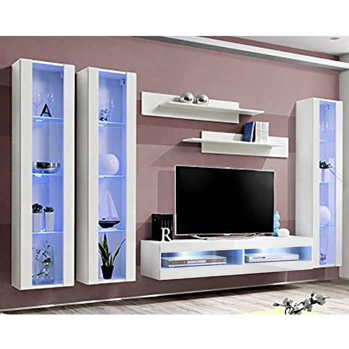 Fly C 34TV Wall Mounted Floating Modern Entertainment Center - White CD2