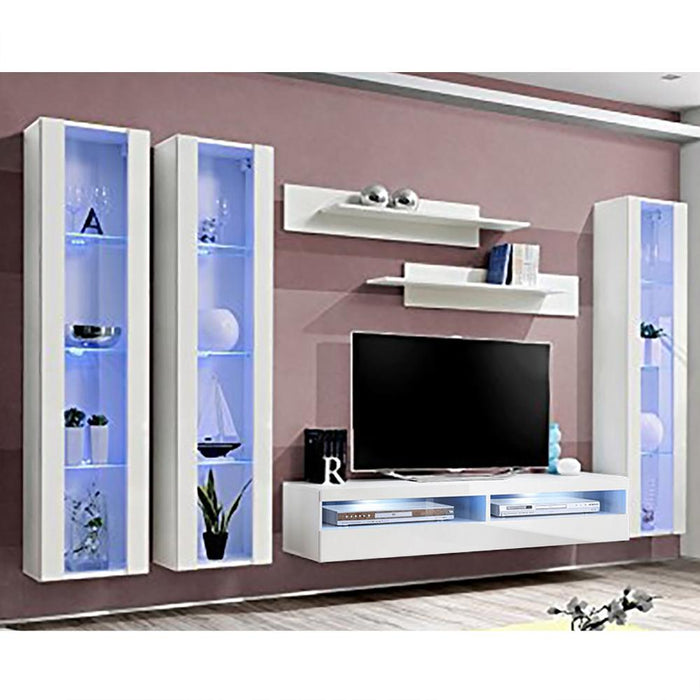 Fly C 35TV Wall Mounted Floating Modern Entertainment Center - White CD2