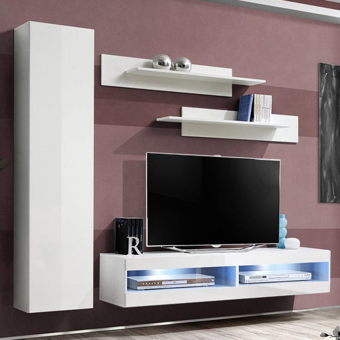 Fly G 34TV Wall Mounted Floating Modern Entertainment Center - White G1