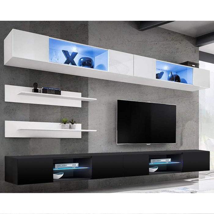 Fly I 33TV Wall Mounted Floating Modern Entertainment Center - White/Black I3