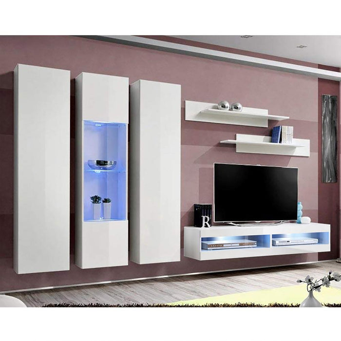 Fly C 34TV Wall Mounted Floating Modern Entertainment Center - White C5