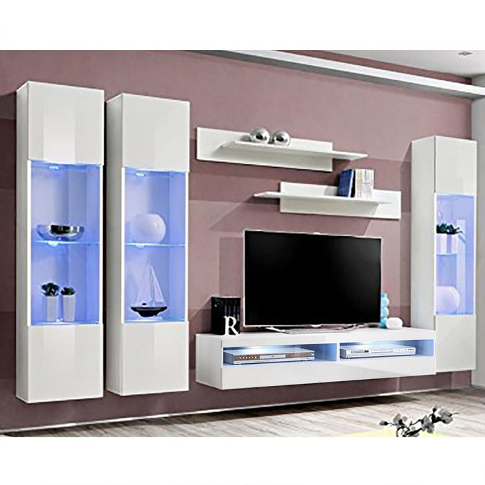Fly C 35TV Wall Mounted Floating Modern Entertainment Center - White CD3
