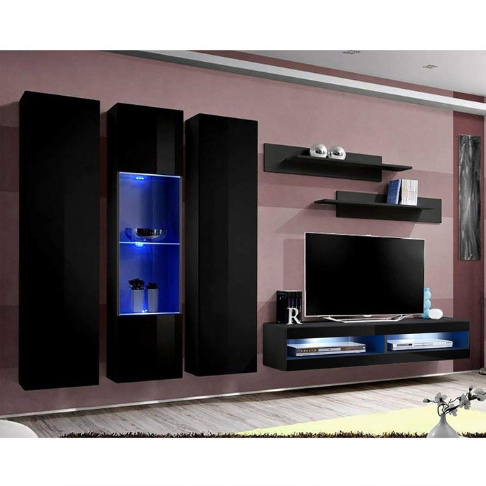 Fly C 34TV Wall Mounted Floating Modern Entertainment Center - Black C5