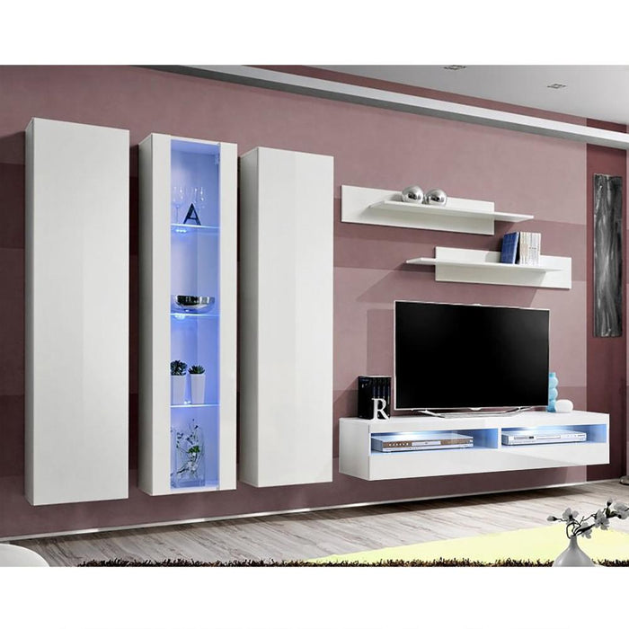 Fly C 35TV Wall Mounted Floating Modern Entertainment Center - White C4