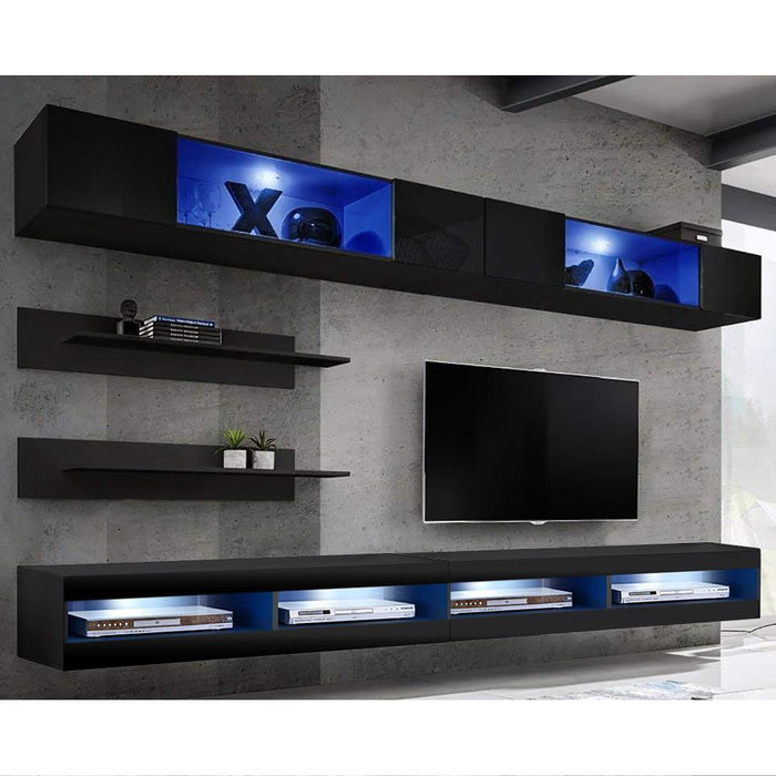 Fly I 34TV Wall Mounted Floating Modern Entertainment Center - Black I3