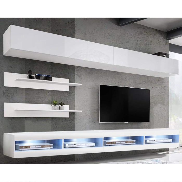 Fly I 34TV Wall Mounted Floating Modern Entertainment Center - White I1