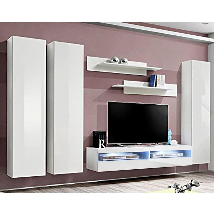 Fly C 35TV Wall Mounted Floating Modern Entertainment Center - White CD1