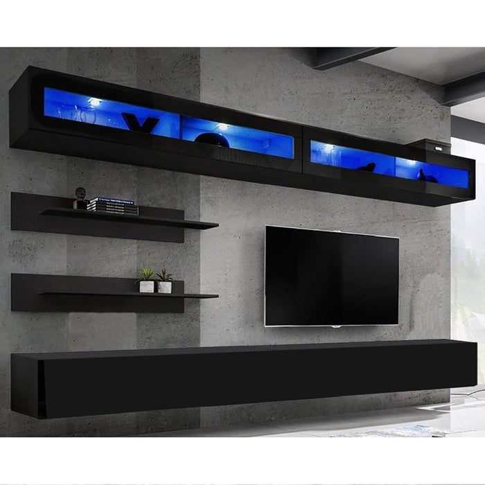 Fly I 30TV Wall Mounted Floating Modern Entertainment Center - Black I2