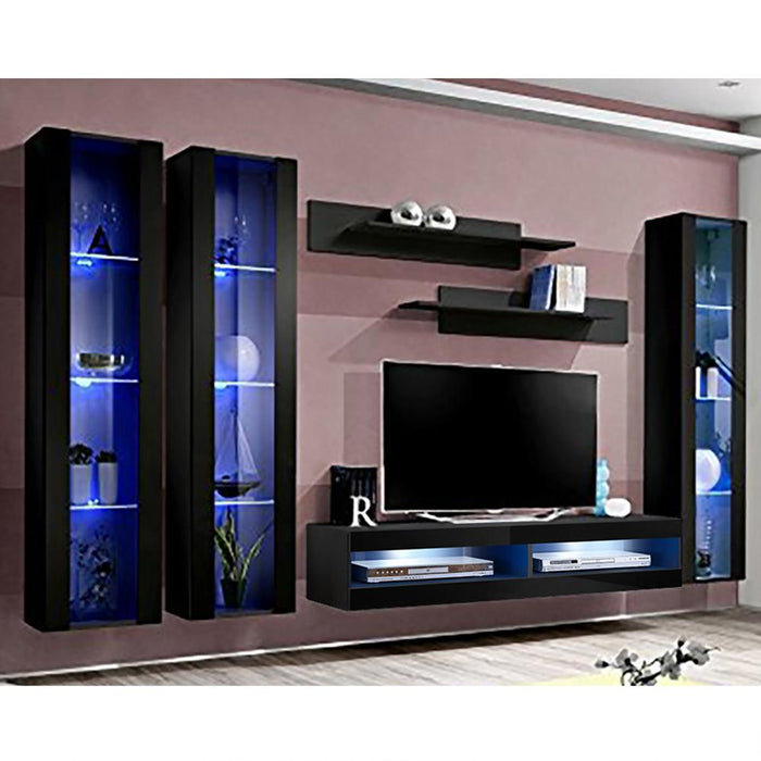 Fly C 34TV Wall Mounted Floating Modern Entertainment Center - Black CD2