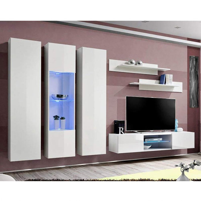 Fly C 33TV Wall Mounted Floating Modern Entertainment Center - White C5