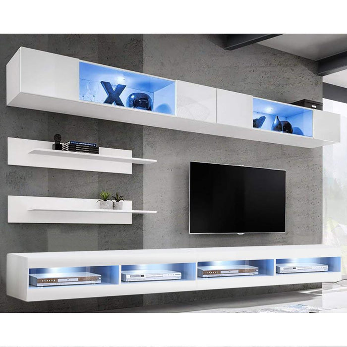 Fly I 34TV Wall Mounted Floating Modern Entertainment Center - White I3