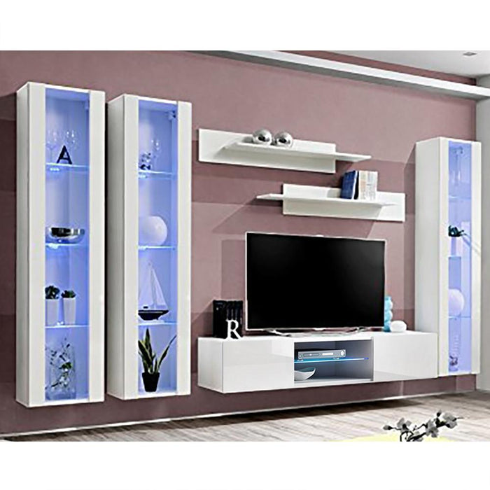 Fly C 33TV Wall Mounted Floating Modern Entertainment Center - White CD2