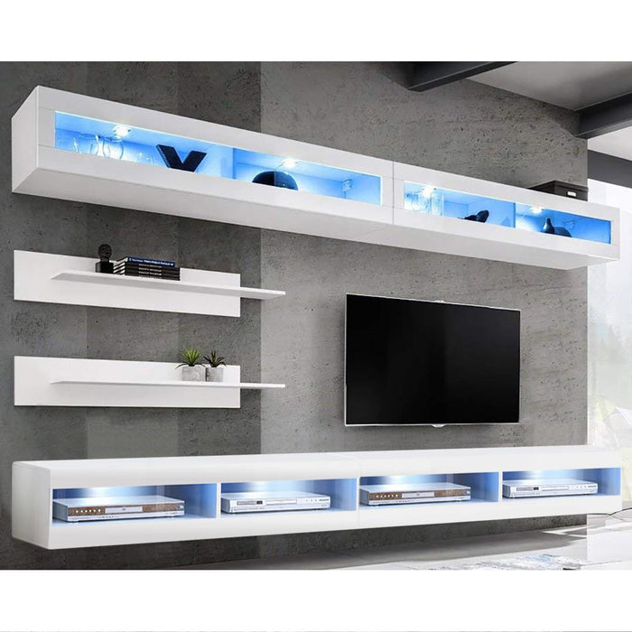 Fly I 34TV Wall Mounted Floating Modern Entertainment Center - White I2