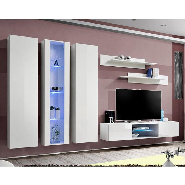 Fly C 33TV Wall Mounted Floating Modern Entertainment Center - White C4
