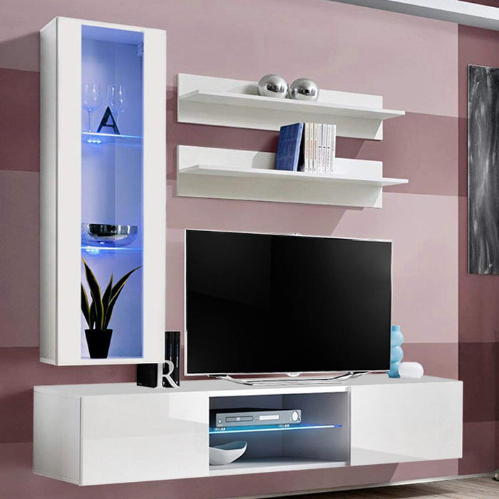 Fly H 33TV Wall Mounted Floating Modern Entertainment Center - White H2