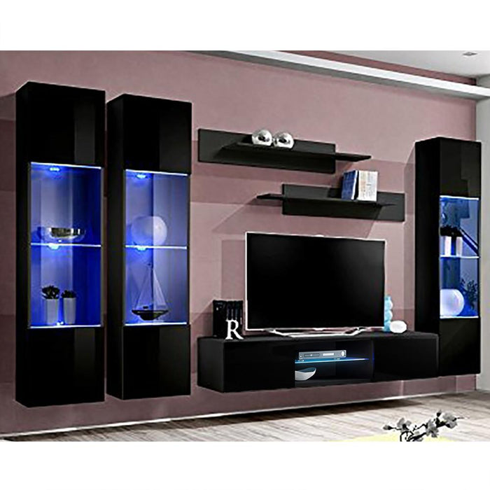 Fly C 33TV Wall Mounted Floating Modern Entertainment Center - Black CD3