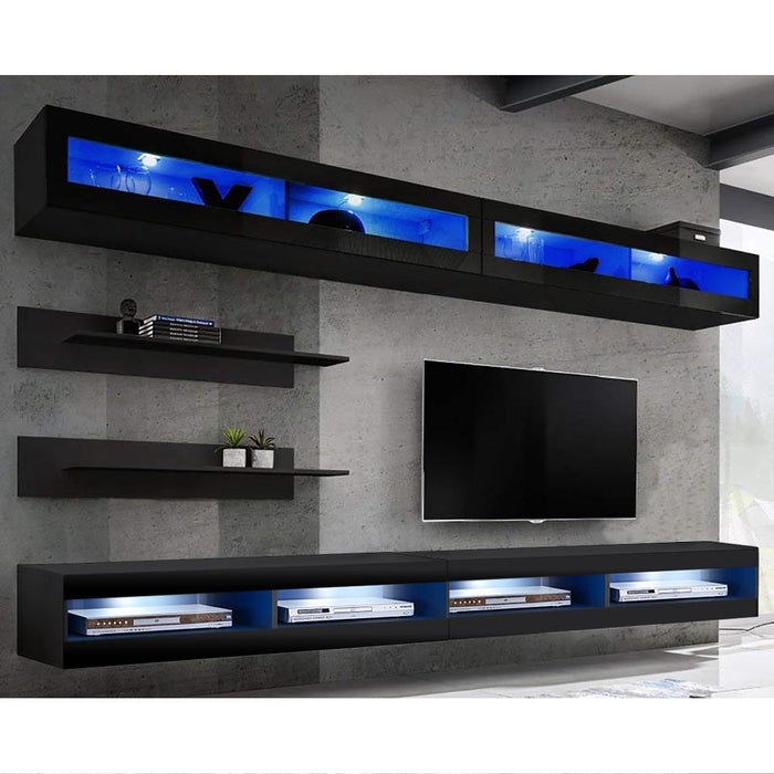 Fly I 34TV Wall Mounted Floating Modern Entertainment Center - Black I2